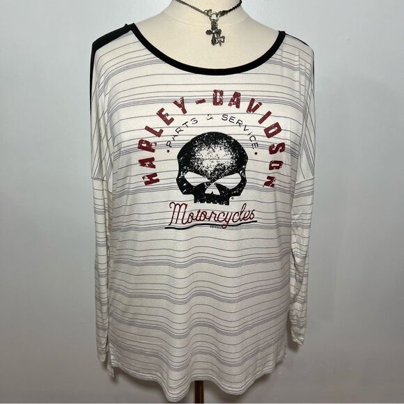 NWOT Harley Davidson Skull Front Plus Size Raglan Jersey -- 1X - Picture 3 of 12